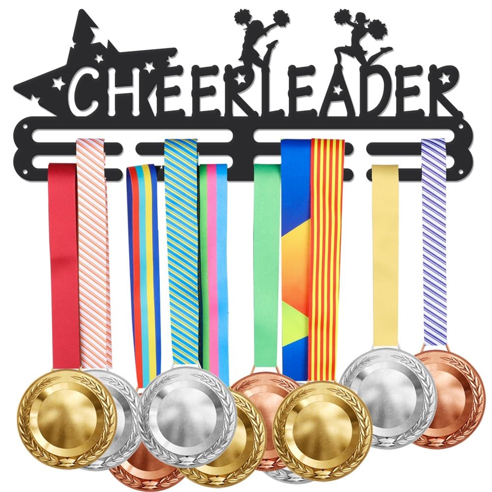 SUPERDANT Medal Hanger Cheer Leader Hanging Medal Hooks Sports Award Holder Iron Wall Mounted Bars Home Decor Awards Display for Bedroom Living Room Gift for Athletes 40x15cm