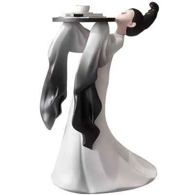 Butler Statue with Tray Floor-Standing Ancient Girls Sculpture Tray, Creative Resin Decorative Tray for Restaurant, Art Ornaments, Gift (Color : Ink Color, Size : 75 * 51 * 36cm)