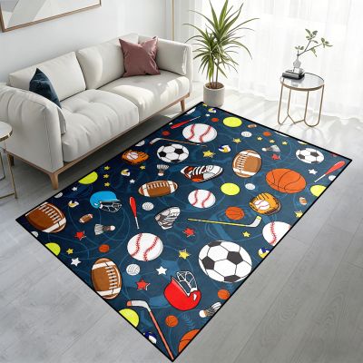 kodhyvj Sport Rug for Kids, Basketball Football Soccer Rug 4.5x6 ft, Sports Rugs for Boys Bedroom, Soft Play Floor Carpet