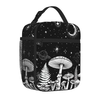 Black White Mushroom Leakproof Lunch Bag Large Capacity Lunchbox Insulated Reusable Lunch Tote Bags Cooler Lunch Container For Work/Office/Picnic/Travel
