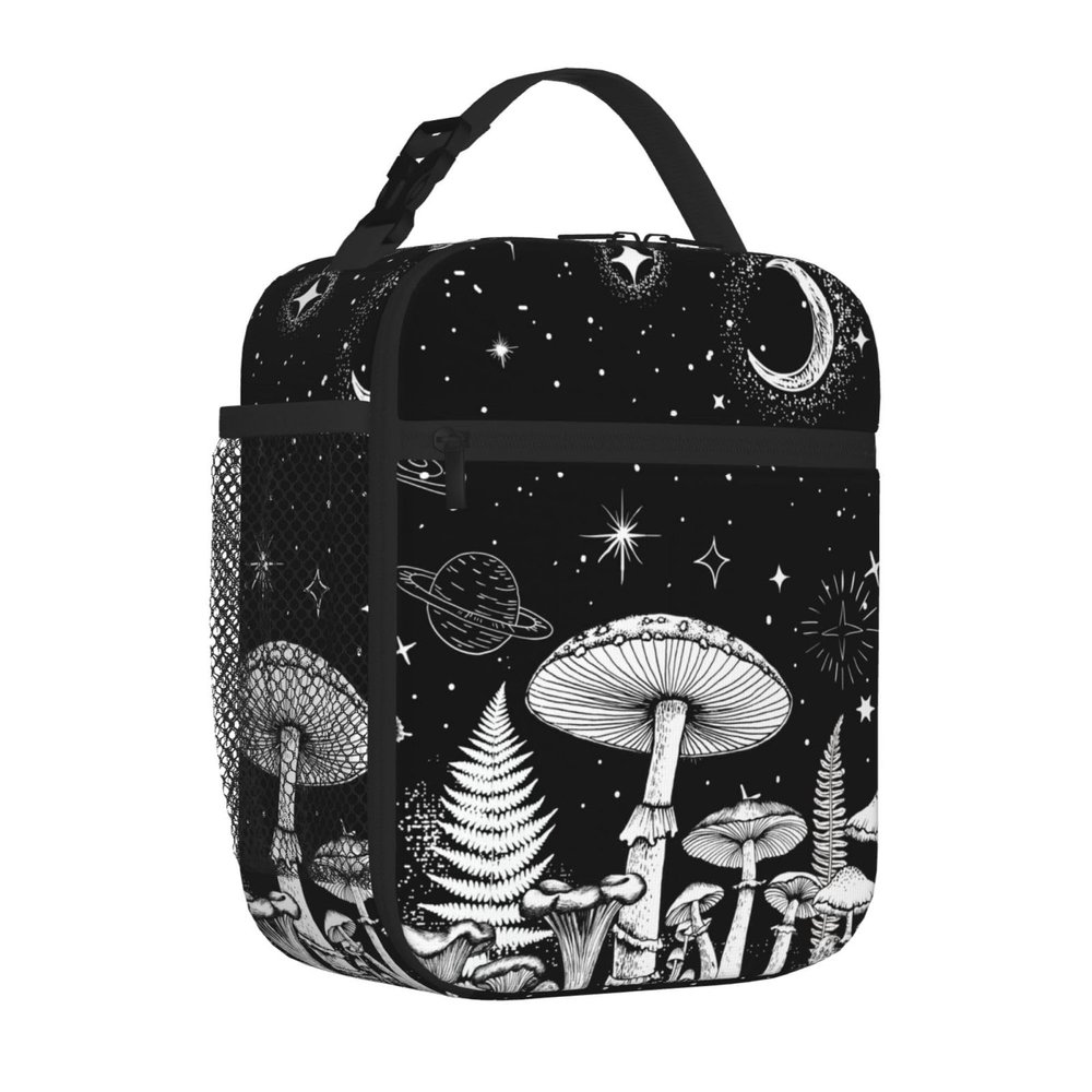 Black White Mushroom Leakproof Lunch Bag Large Capacity Lunchbox Insulated Reusable Lunch Tote Bags Cooler Lunch Container For Work/Office/Picnic/Travel