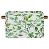 Tablerazzi Eucalyptus Leaf Large Fabric Storage Basket for Shelves Organizing, Rectangular Closet Organizer with Handles, Sage Green Spring Decorative Foldable Closet Storage Basket view 1