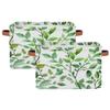 Tablerazzi Eucalyptus Leaf Large Fabric Storage Basket for Shelves Organizing, Rectangular Closet Organizer with Handles, Sage Green Spring Decorative Foldable Closet Storage Basket view 2