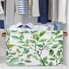 Tablerazzi Eucalyptus Leaf Large Fabric Storage Basket for Shelves Organizing, Rectangular Closet Organizer with Handles, Sage Green Spring Decorative Foldable Closet Storage Basket view 4