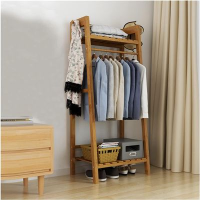 TUOYIBO Space Saving Bamboo Wood Coat Rack Garment Rack Multi-functional Clothes Rack Hanging Rack Heavy Duty Rack For Bedroom Entryway Boutiques Laundry (Color : Brown, Size : 50cm)