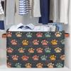 Tablerazzi Paw Print Large Fabric Storage Basket for Shelves Organizing, Rectangular Closet Organizer with Handles, Cute Puppy Dog Paw Decorative Foldable Closet Storage Basket view 4