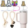 (3+2) 3PCS Straw Covers Cap for Tumblers with 3PCS Initial Letter Charms 10mm Straw Toppers Compatible with 30&40 oz Stanley Cup Accessories (Letter A) view 1