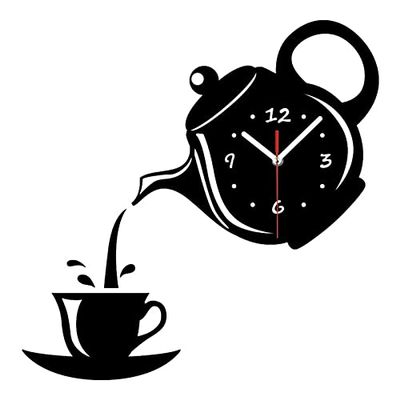 Wall Clock Creative DIY Acrylic Coffee Cup Teapot 3D Wall Clock Decorative Kitchen Wall Clocks Living Room Dining Room Home Decor Clock Wall Decor