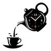 Wall Clock Creative DIY Acrylic Coffee Cup Teapot 3D Wall Clock Decorative Kitchen Wall Clocks Living Room Dining Room Home Decor Clock Wall Decor view 1