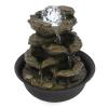 Desktop Fountain Desktop Fountain 4 Layers Resin Rock Waterfall Tabletop Fountain with LED Light Office Desk Lucky Decoration Water Fountains Meditation Fountain view 1