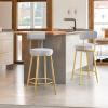 ANram Breakfast Bar Chairs Set of 2 Counter Bar Stools for Kitchen Island, Breakfast Chair with Backrest & Gold Metal Legs, 25.6'' H,, 34cm X 34cm, Grey view 2