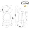 ANram Breakfast Bar Chairs Set of 2 Counter Bar Stools for Kitchen Island, Breakfast Chair with Backrest & Gold Metal Legs, 25.6'' H,, 34cm X 34cm, Grey view 3