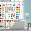 Funny Kids Shower Curtain, ABC Educational Restroom Curtain with Vehicle Smathematical Knowledge for Boys Girls, Gute Pupil Students Learning Tools Cloth Fabric Bathroom Accessories Decor with Hooks view 3