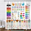 Funny Kids Shower Curtain, ABC Educational Restroom Curtain with Vehicle Smathematical Knowledge for Boys Girls, Gute Pupil Students Learning Tools Cloth Fabric Bathroom Accessories Decor with Hooks view 4