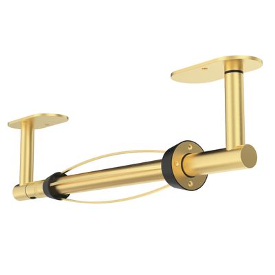 WZRUA Paper Towel Holder Under Cabinet, Single Hand Operable Roll Holder with Damping Effect,Self-Adhesive or Drilled SUS304 Stainless Steel for Kitchen Bathroom,Gold
