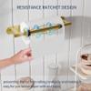 WZRUA Paper Towel Holder Under Cabinet, Single Hand Operable Roll Holder with Damping Effect,Self-Adhesive or Drilled SUS304 Stainless Steel for Kitchen Bathroom,Gold view 2