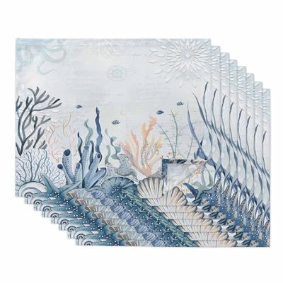 AMZRicher Blue Sea Turtle Ocean Dinner Napkins Cloth Set of 8 Polyester Napkins 20 x 20 Inch, Tropical Fish Ocean Animal Octopus Washable and Reusable Table Napkins for Wedding Cocktail Hotel