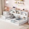 Bellemave Kids Montessori Floor Bed Twin Size, Floor Bed Frame with Bookcase and Shelves for Kids Boys Girls,Twin,White view 1