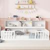 Bellemave Kids Montessori Floor Bed Twin Size, Floor Bed Frame with Bookcase and Shelves for Kids Boys Girls,Twin,White view 3