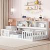 Bellemave Kids Montessori Floor Bed Twin Size, Floor Bed Frame with Bookcase and Shelves for Kids Boys Girls,Twin,White view 4