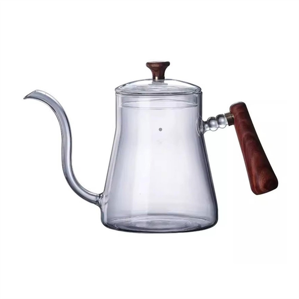 Coffee Kettle Thickened Glass Hand Brewing Pot with Lid Hanging Ear Slender Spout Coffee Pot Heated Sharing Kettle Coffee Maker