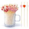 120 pcs 5.9 in long Red White Pink heart Bamboo Cocktail, Heart Toothpicks for Appetizers, Natural Bamboo Food Picks for Valentines Day,Propose Marriage,Wedding Party. view 1