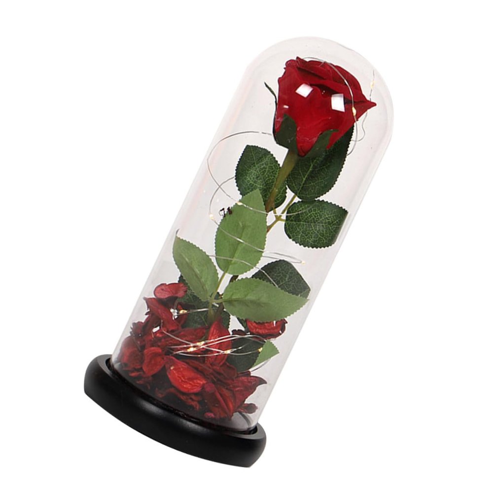 Cabilock Simulated Immortal Rose Led Light Desktop Decor Valentine Present Home Decor for Ladies