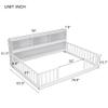 CITYLIGHT Full Size Floor Bed with Rails, Wood Montessori Floor Bed with Bookcase and Shelves, Kids Full Bed Frame for Boys,Girls, White view 2