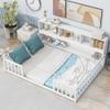 CITYLIGHT Full Size Floor Bed with Rails, Wood Montessori Floor Bed with Bookcase and Shelves, Kids Full Bed Frame for Boys,Girls, White view 4