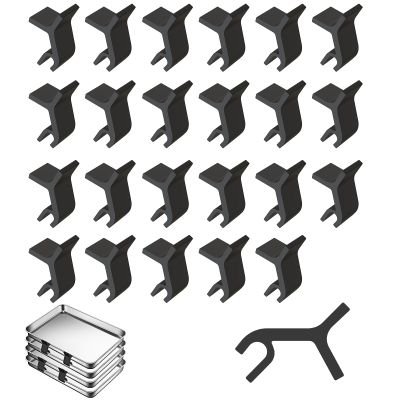 Linkidea 24 PCS Plastic Baking Tray Stacker, Baking Pan Organizer Stabilizing Bracket, Tray Stackers for Cookie Sheets, Suitable for Party Entertaining Reunion Food Display (Black), GSR2-01