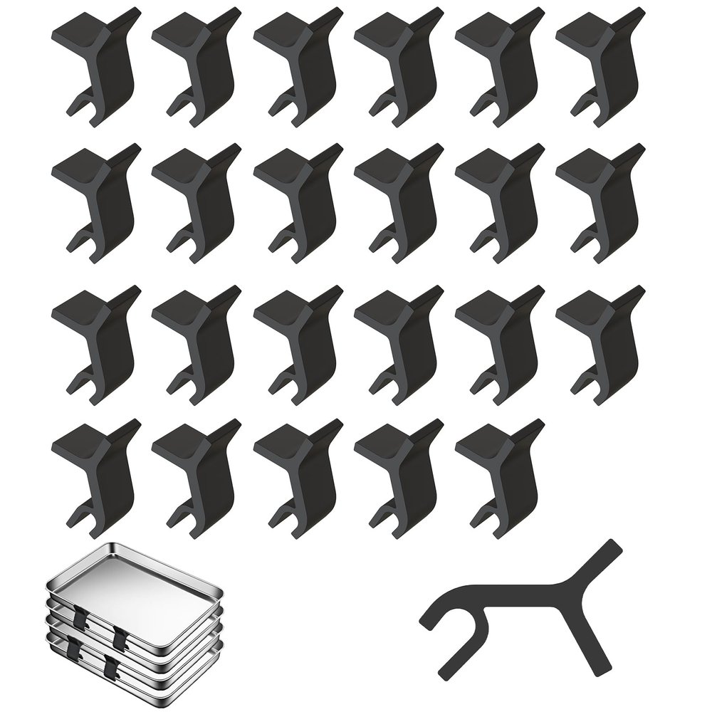 Linkidea 24 PCS Plastic Baking Tray Stacker, Baking Pan Organizer Stabilizing Bracket, Tray Stackers for Cookie Sheets, Suitable for Party Entertaining Reunion Food Display (Black), GSR2-01