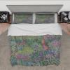 RIVINE Claude Monet Style Duvet Cover Set 3 Pieces The Iris Garden at Giverny Breathable Bedroom Bedding Set with 2 Pillow Shams Zipper 4 Ties Queen view 1