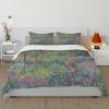 RIVINE Claude Monet Style Duvet Cover Set 3 Pieces The Iris Garden at Giverny Breathable Bedroom Bedding Set with 2 Pillow Shams Zipper 4 Ties Queen view 2