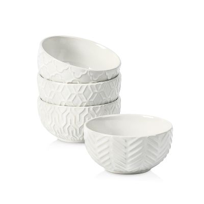 Sureasy Mini Ceramic Dipping Bowls  4 oz, 3.5 Inch Small Bowls for Sauces & Side Dishes, Microwave & Dishwasher Safe, Set of 4, White
