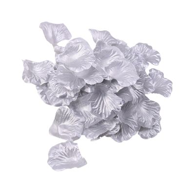 Cabilock Rtificial Rose Petals for Wedding 100pcs Silver Fabric Petals Centerpiece Decorations