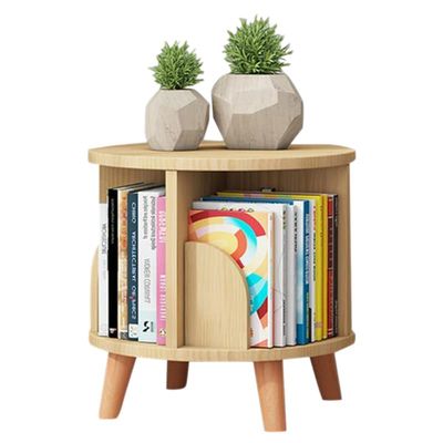 BAIODNB 360 Round Bookshelf Small Wood Rotating Bookshelf Kids Bookcase, Revolving Bookcase Multi-Functional Bookshelf Organizer Circular Bookcase Toddler Bookshelfs for Bedroom,Classroom