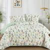 Anibedding Floral Quilt Set King Size,3 Pieces Green Flower Parrten Bedspread Coverlet,Garden Style Soft Lightweight Micorfiber Bedding Set with 2 Pillowcases for All Seaaon (104"90",Green) view 1
