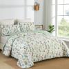 Anibedding Floral Quilt Set King Size,3 Pieces Green Flower Parrten Bedspread Coverlet,Garden Style Soft Lightweight Micorfiber Bedding Set with 2 Pillowcases for All Seaaon (104"90",Green) view 2