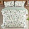 Anibedding Floral Quilt Set King Size,3 Pieces Green Flower Parrten Bedspread Coverlet,Garden Style Soft Lightweight Micorfiber Bedding Set with 2 Pillowcases for All Seaaon (104"90",Green) view 4
