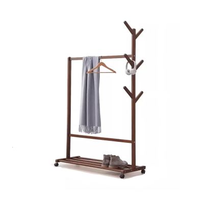 HEAIQI Coat Rack Freestanding Floor-standing Wooden Clothes Rack Simple Household Bedroom Clothes Hanger Floor-standing Bedroom Coat Rack Coat Hanger Standing