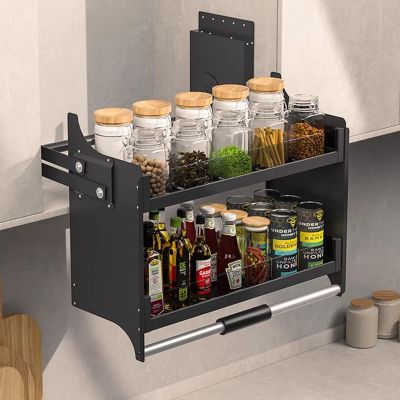 Pull-Out Cabinet Organizer, Sliding Cabinet Shelf 2-Tier Pull-Out Shelf Cabinet Shelf Drop Down Shelf For Coffee Cabinet Pantry Kitchen Closet (Color : Black, Size : 600)