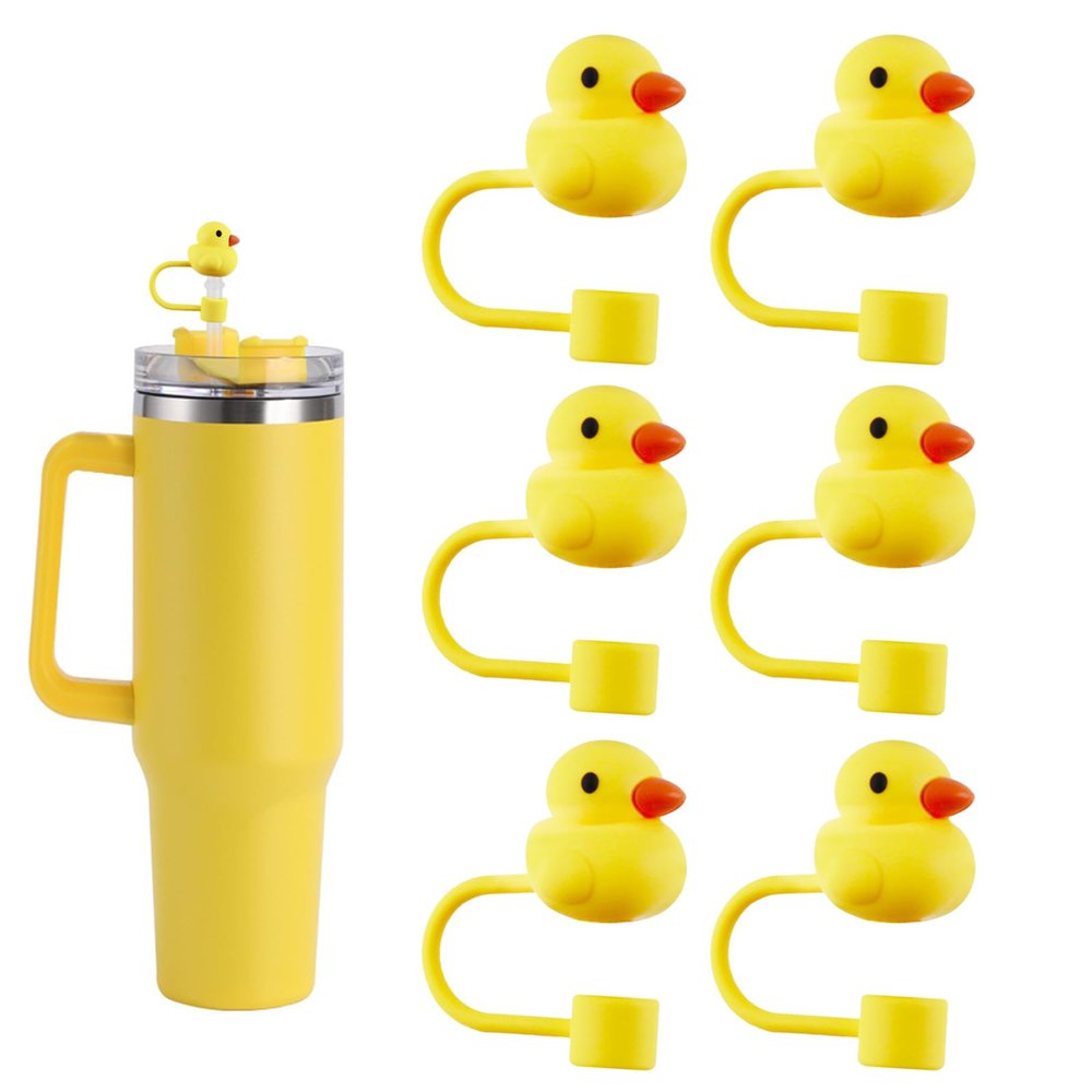 Acoavo 6Pcs Mini Duck Silicone Straw Cover Cap, Compatible with 30&40 Oz Tumbler, Dust-Proof, Reusable, BPA Free