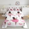 Erosebridal Black Ballet Girl Comforter Set Twin Pink Princess Bedding Set Cute American African Kids Comforter Sets for Girls,Kawaii Love Heart Toddler Bed Set Reversible Colorful Stars Print view 1