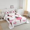 Erosebridal Black Ballet Girl Comforter Set Twin Pink Princess Bedding Set Cute American African Kids Comforter Sets for Girls,Kawaii Love Heart Toddler Bed Set Reversible Colorful Stars Print view 3