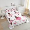 Erosebridal Black Ballet Girl Comforter Set Twin Pink Princess Bedding Set Cute American African Kids Comforter Sets for Girls,Kawaii Love Heart Toddler Bed Set Reversible Colorful Stars Print view 4