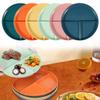 6Pcs Unbreakable Divided Dinner Plates for Adults 9in, Deep Dinner Plates, Divided Design for Picky Eaters,Compartment Plates, Lightweight Reusable Portion Control Plates for Kids Adults Seniors view 1