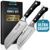 Cutluxe Santoku Knife Set  7" Chopping Knife and 5" Vegetable Knife  Multipurpose Kitchen Knives  High Carbon German Steel, Full Tang & Ergonomic Handle Design  Artisan Series view 1