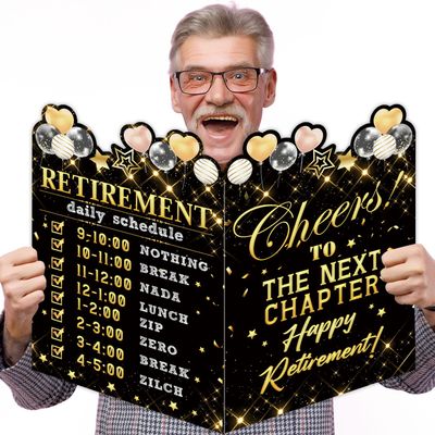 Extra Large Black Gold Retirement Greeting Card, Farewell Guest Sign in Book, Retirement Gift, Retirement Party Decorations, Retirement Alternative Signature Guest Book for Men Women Friends Coworker