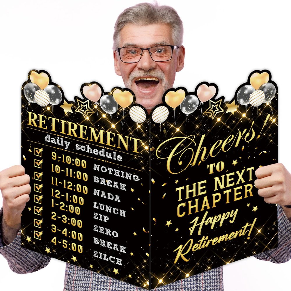 Extra Large Black Gold Retirement Greeting Card, Farewell Guest Sign in Book, Retirement Gift, Retirement Party Decorations, Retirement Alternative Signature Guest Book for Men Women Friends Coworker