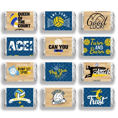 arricraft 120 Pcs Candy Bar Wrapper, Bump Set Spike Volleyball Chocolate Label Bar Sticker Sports Theme Miniatures Wrappers for Babys Shower or Birthday Party Small Favor Decor(No Candy)